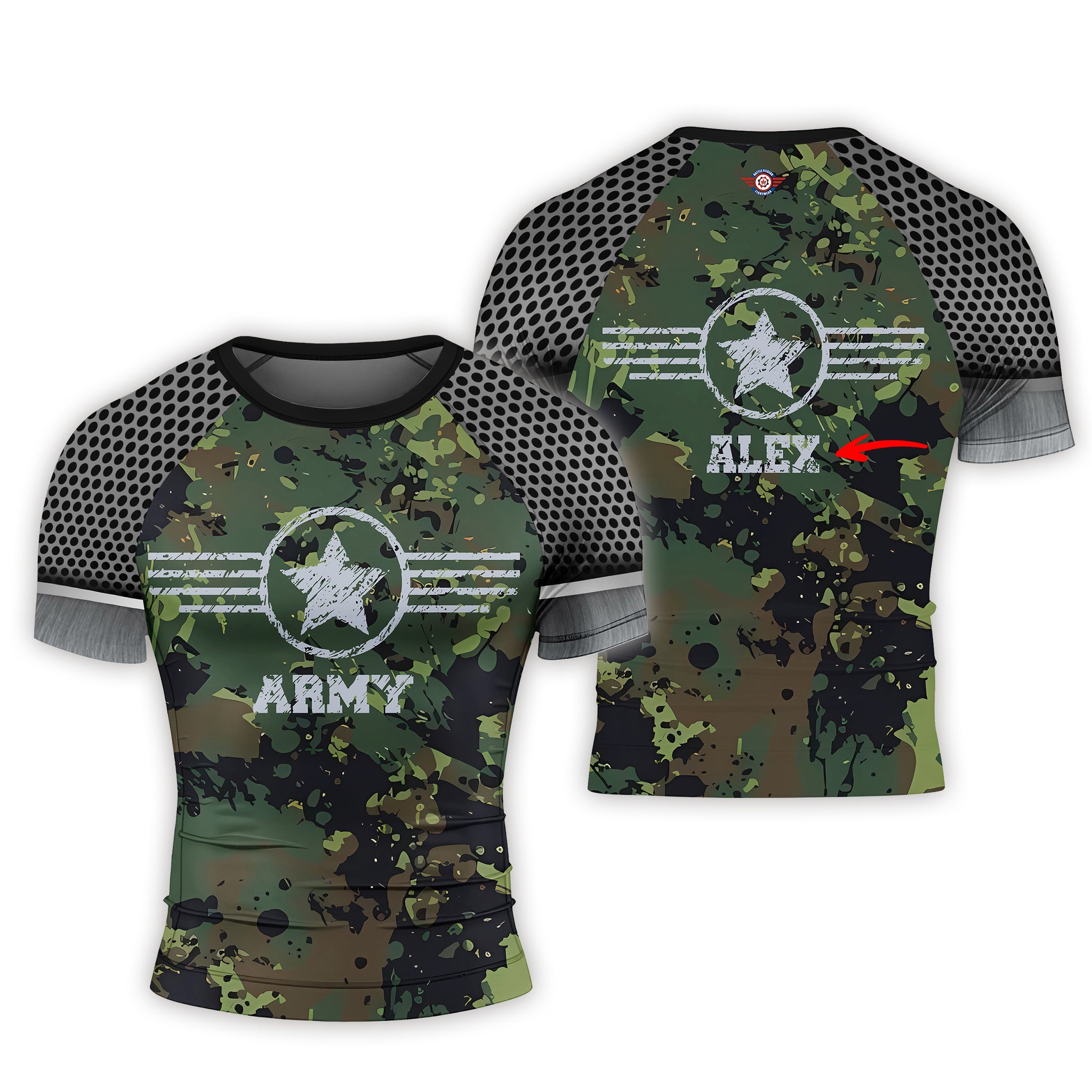 Personalized Jungle Army Men's Short Sleeve Rash Guard