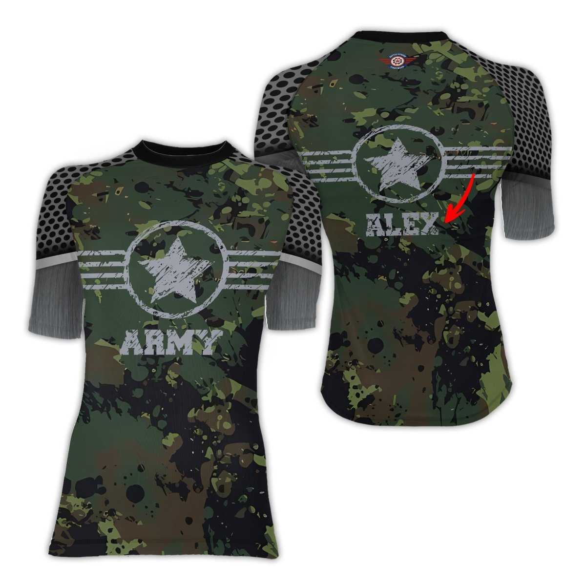 Personalized Jungle Army Women's Short Sleeve Rash Guard - BattleFitGear