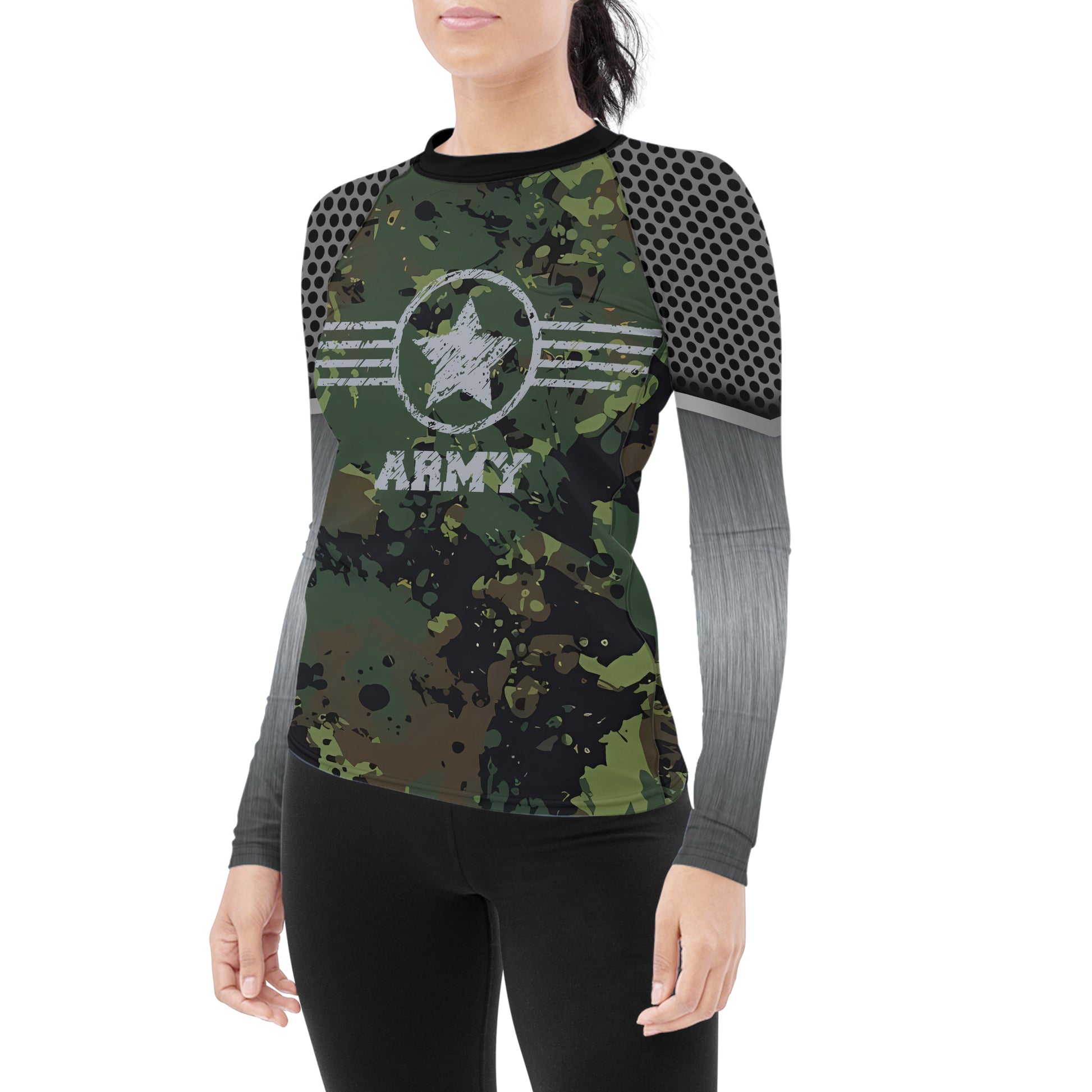 Personalized Jungle Army Women's Long Sleeve Rash Guard