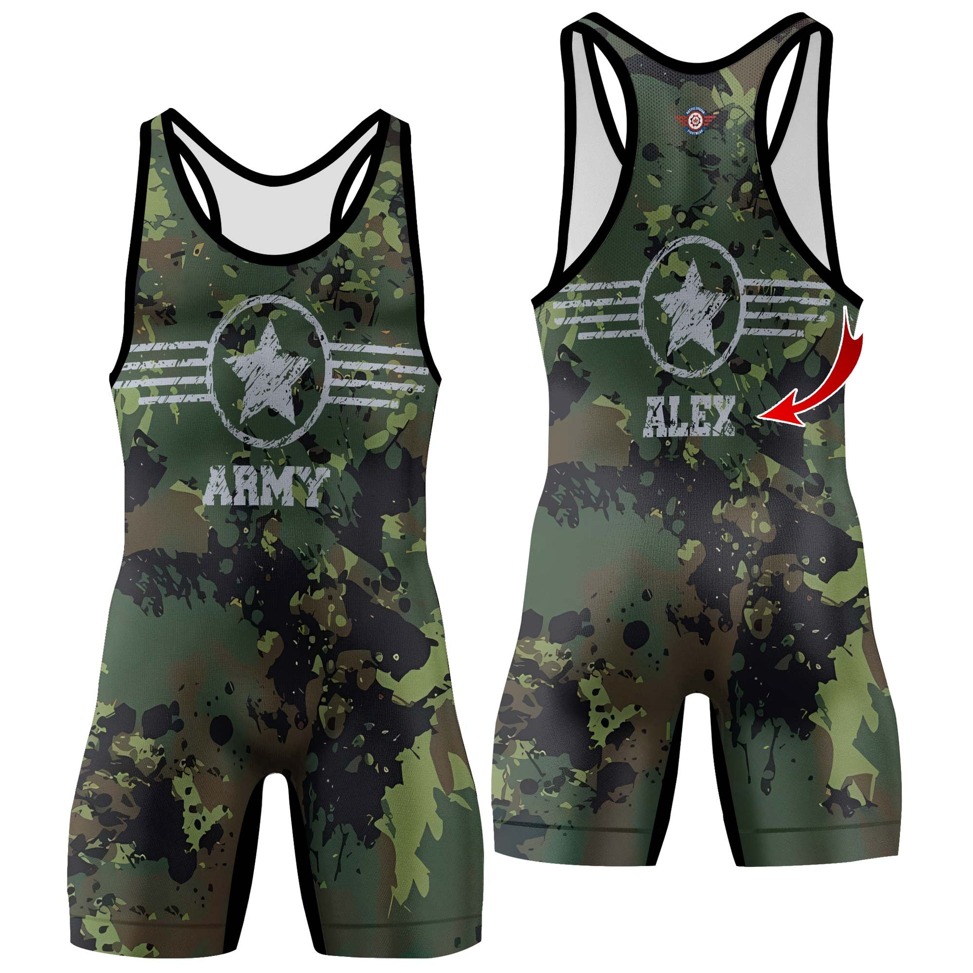 Personalized Jungle Army Wrestling Singlets
