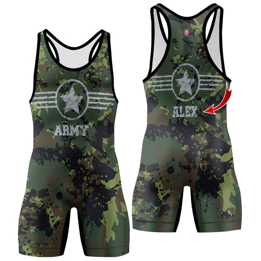 Personalized Jungle Army Wrestling Singlets