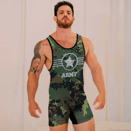 Personalized Jungle Army Wrestling Singlets