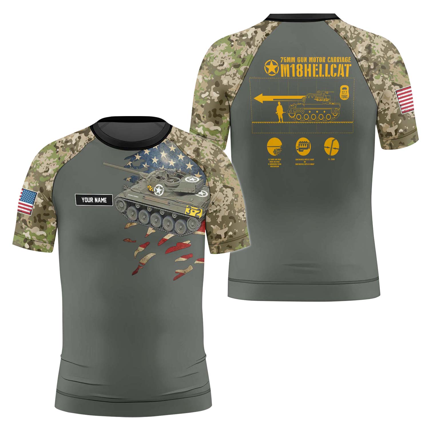 Personalized M18 Hellcat Tank Kids Rash Guard - BattleFitGear