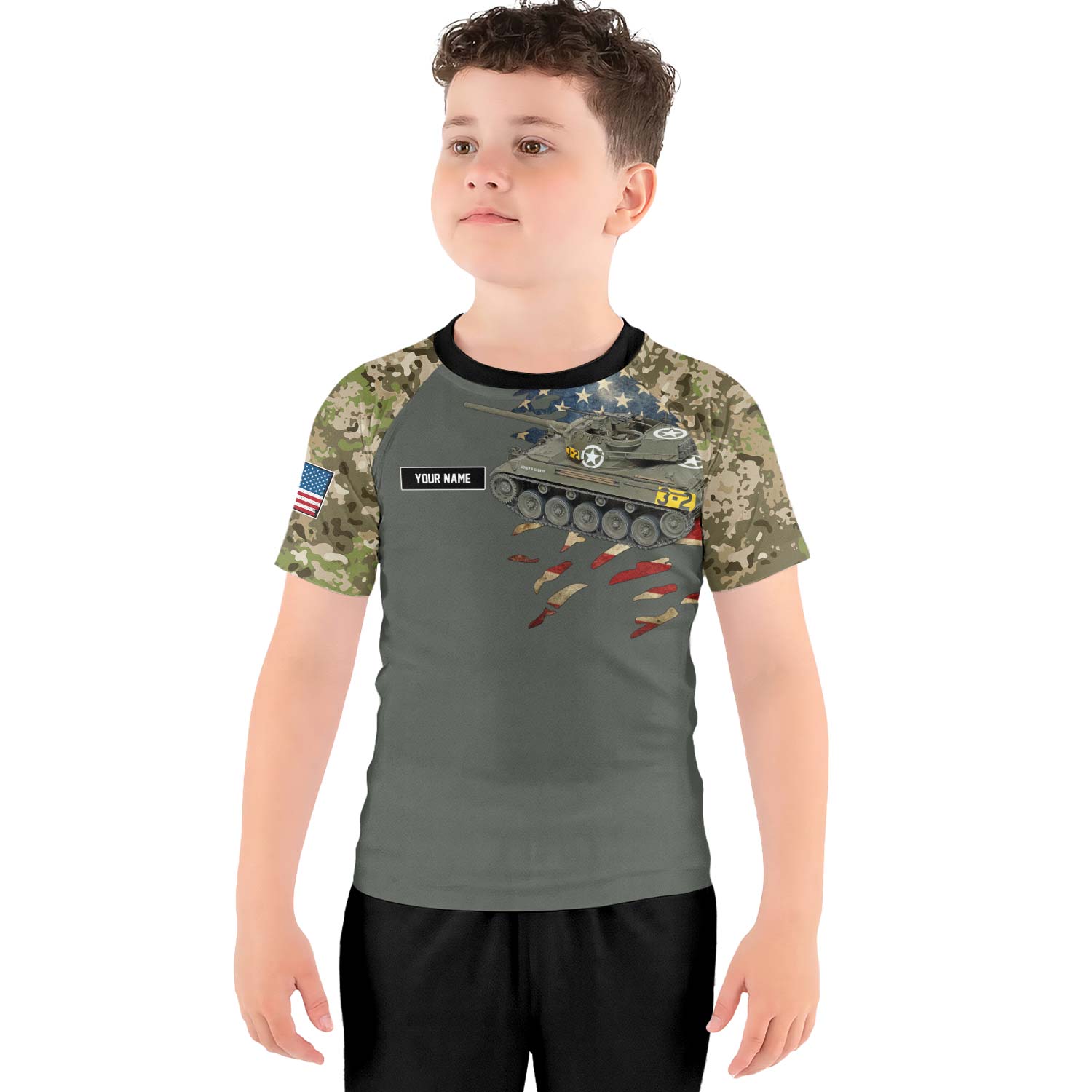 Personalized M18 Hellcat Tank Kids Rash Guard - BattleFitGear