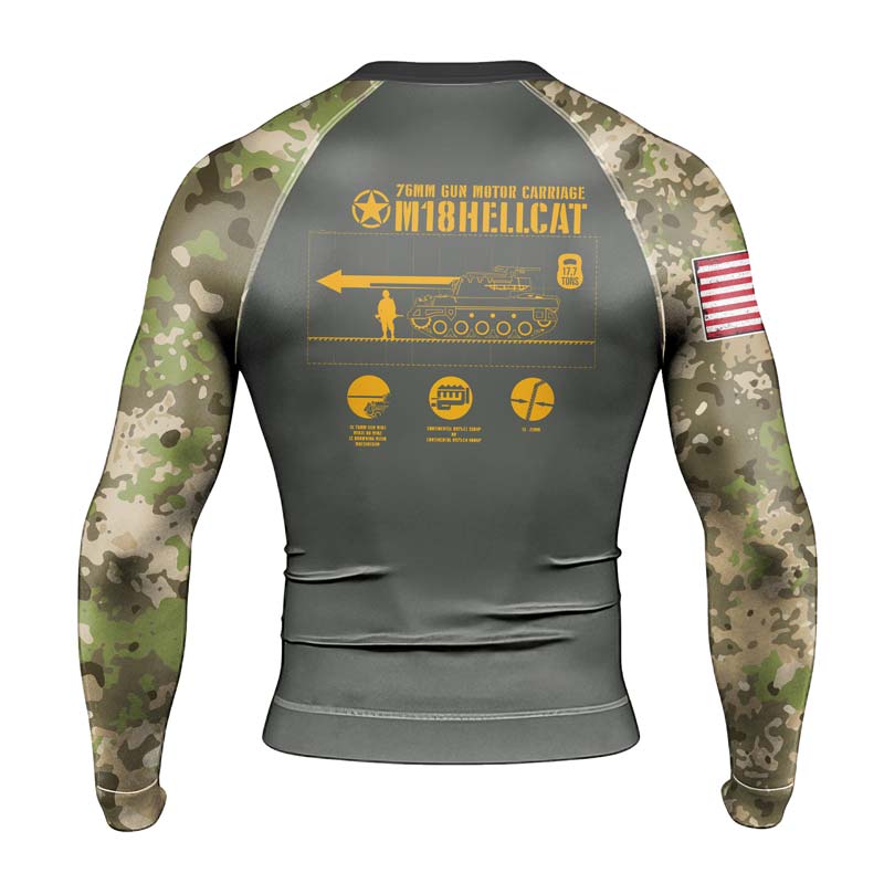 Personalized M18 Hellcat Tank Men's Long Sleeve Rash Guard - BattleFitGear