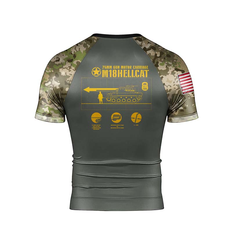 Personalized M18 Hellcat Tank Men's Short Sleeve Rash Guard - BattleFitGear