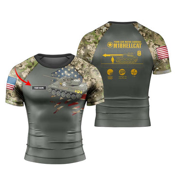 Personalized M18 Hellcat Tank Men's Short Sleeve Rash Guard - BattleFitGear