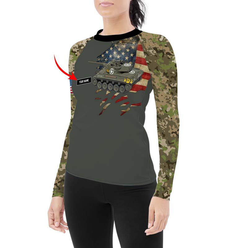 Personalized M18 Hellcat Tank Women's Long Sleeve Rash Guard - BattleFitGear