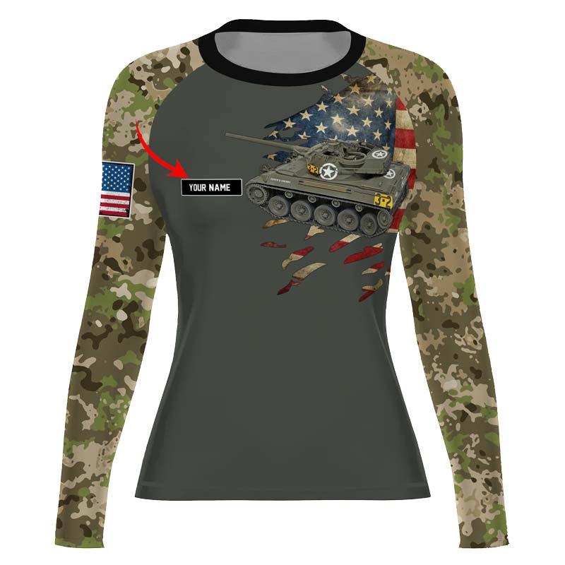 Personalized M18 Hellcat Tank Women's Long Sleeve Rash Guard - BattleFitGear