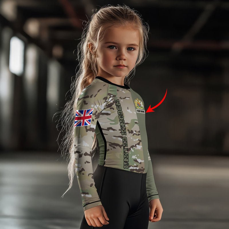 Personalized UK Coat of Arms Kids Rash Guard - BattleFitGear