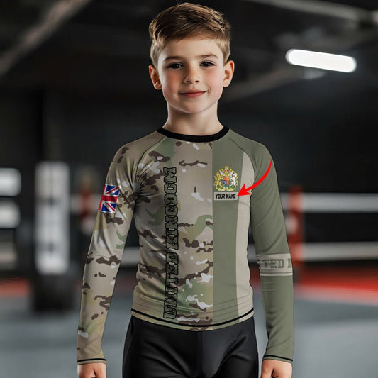 Personalized UK Coat of Arms Kids Rash Guard - BattleFitGear