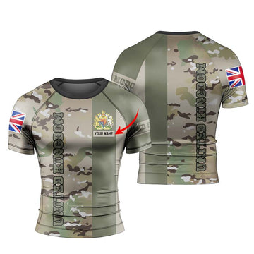 Personalized UK Coat of Arms Men's Short Sleeve Rash Guard - BattleFitGear