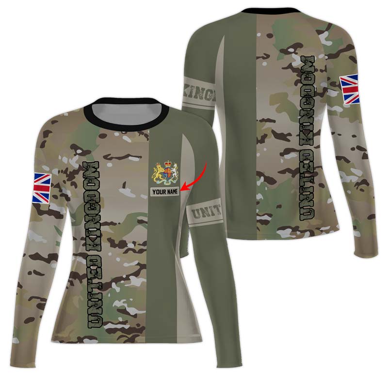 Great Britain Rash Guard Personalized UK Coat of Arms Women Long Sleeve Rash Guard | Fightwear