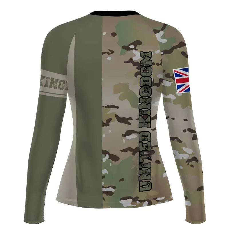 Great Britain Rash Guard Personalized UK Coat of Arms Women Long Sleeve Rash Guard | Fightwear