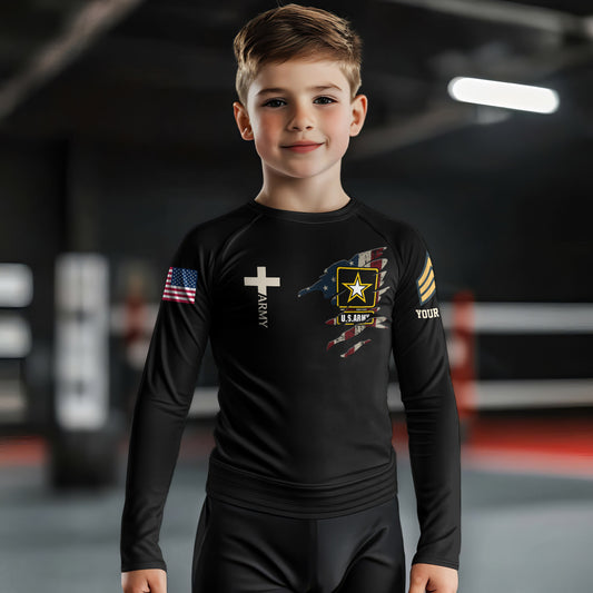Personalized US Army Kids Rash Guard