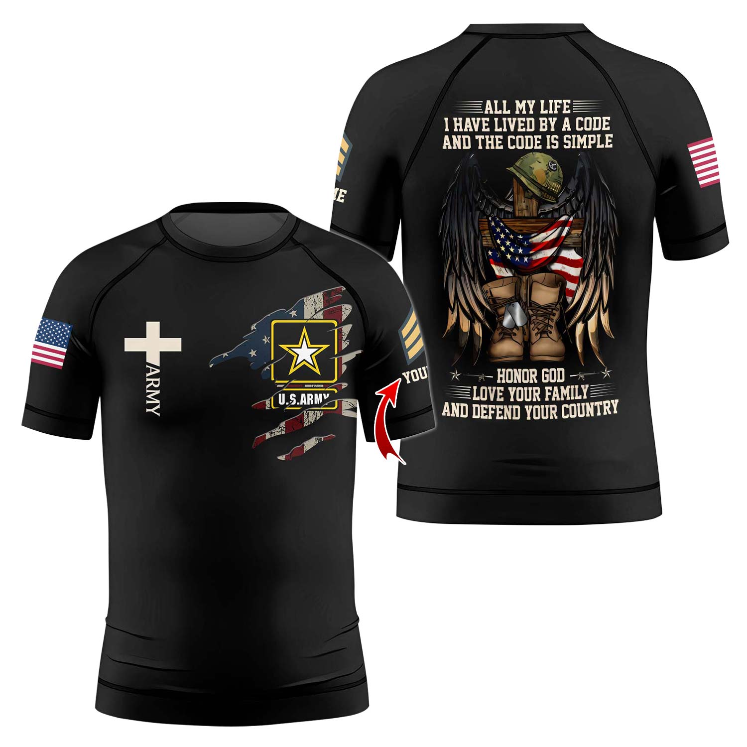 Personalized US Army Kids Rash Guard