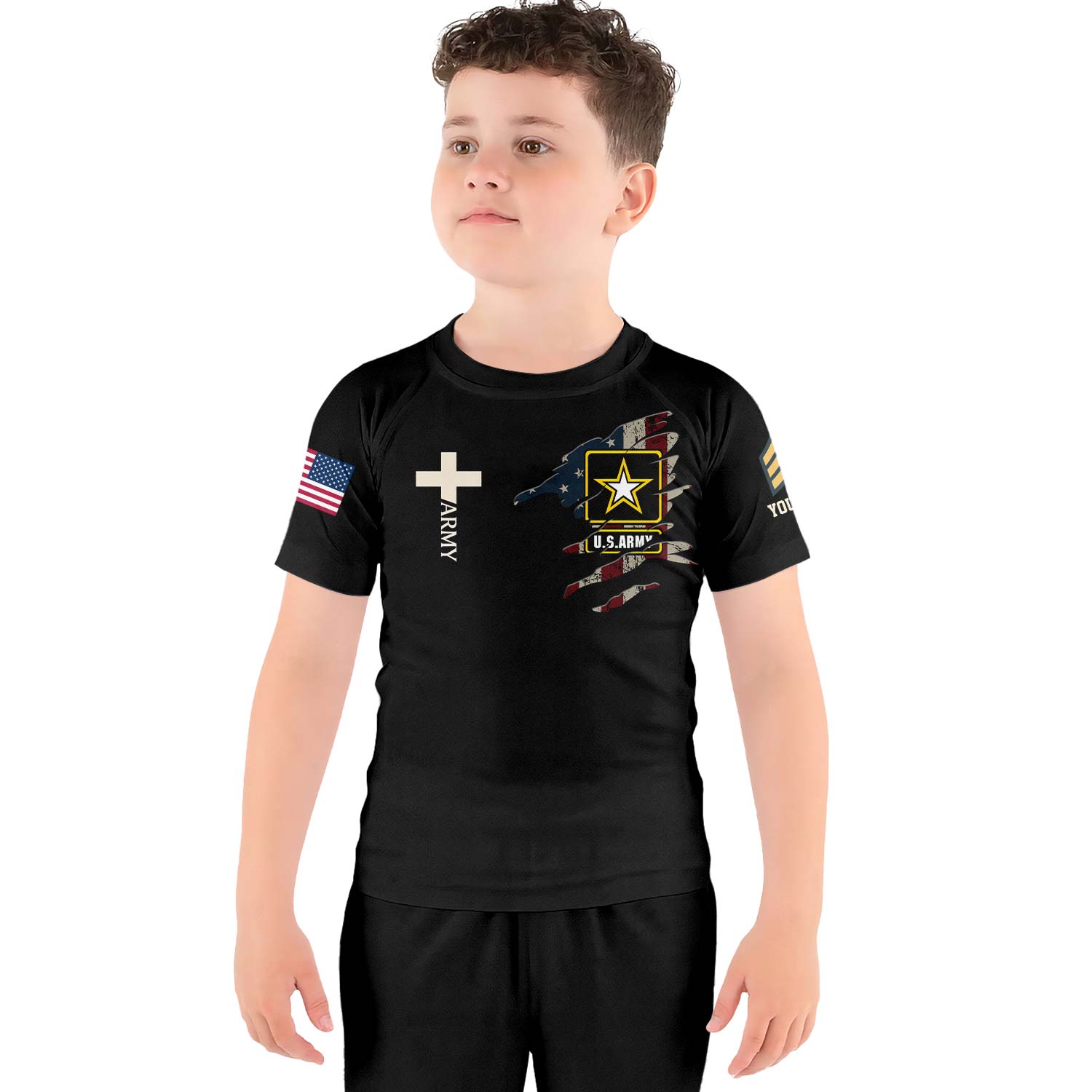 Personalized US Army Kids Rash Guard