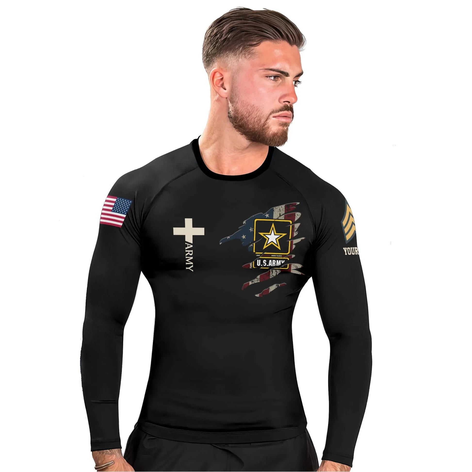 Personalized US Army Men's Long Sleeve Rash Guard