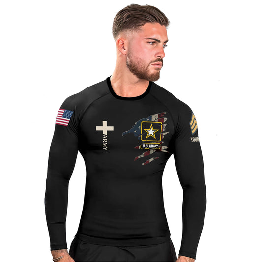 Personalized US Army Men's Long Sleeve Rash Guard