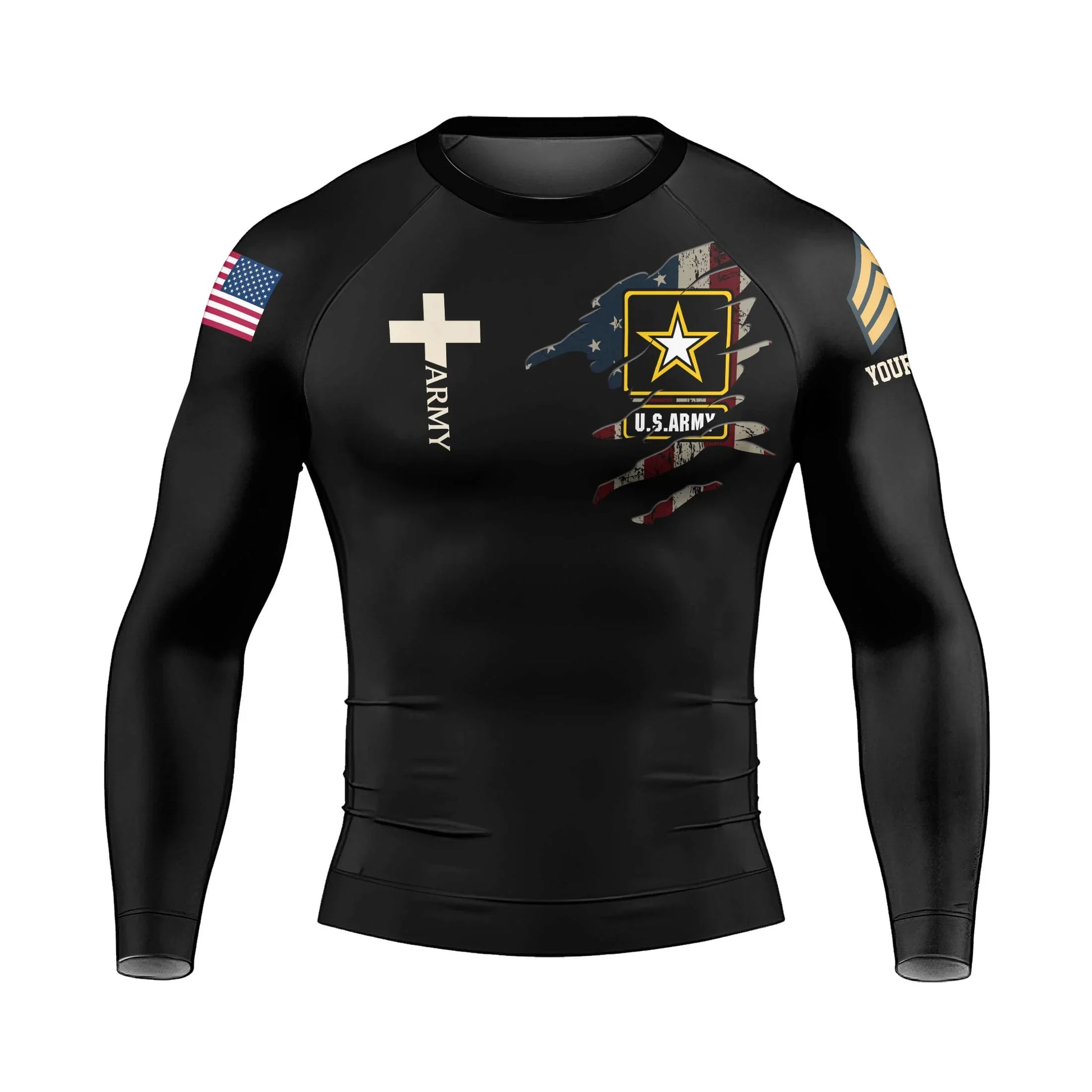Personalized US Army Men's Long Sleeve Rash Guard