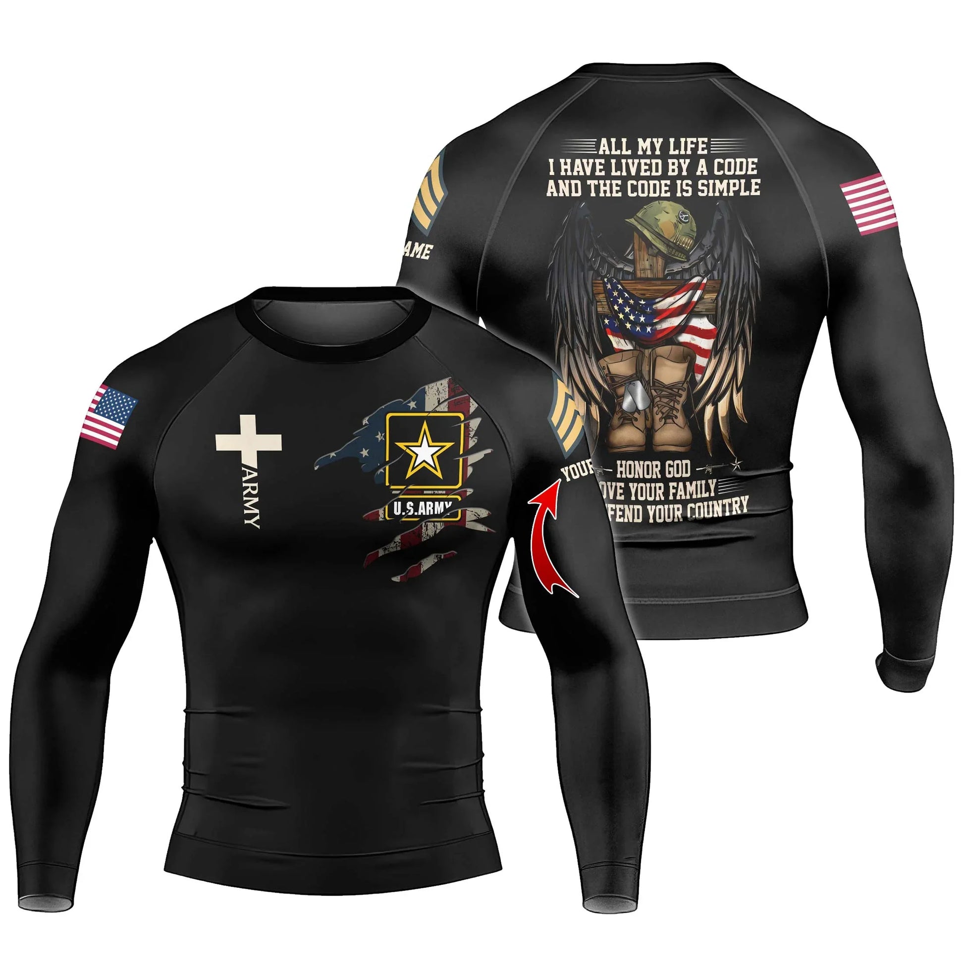 Personalized US Army Men's Long Sleeve Rash Guard