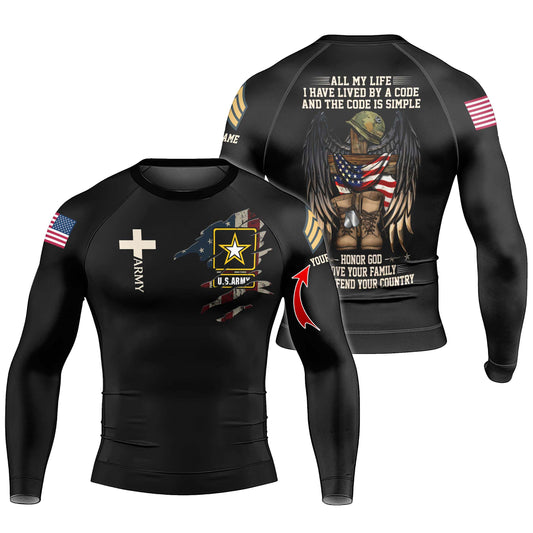 Personalized US Army Men's Long Sleeve Rash Guard