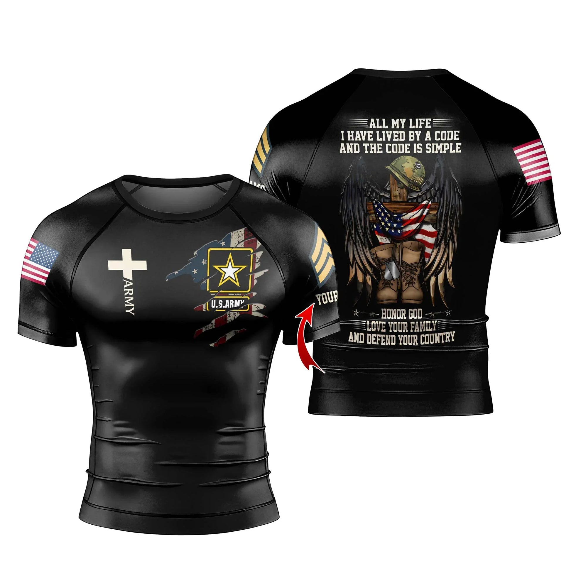Personalized US Army Men's Short Sleeve Rash Guard