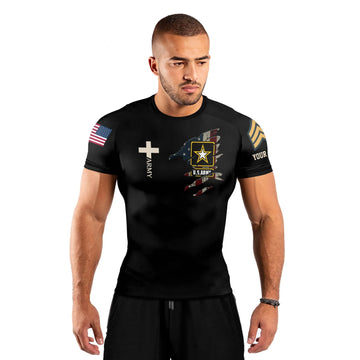 Personalized US Army Men's Short Sleeve Rash Guard
