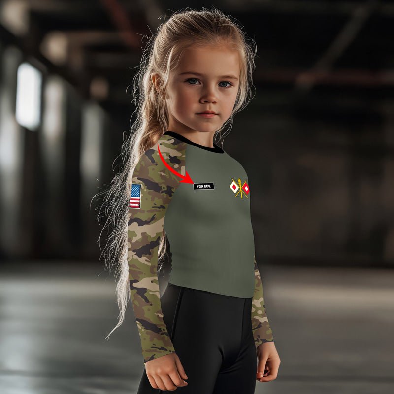 Personalized US Army Signal Corps Kids Rash Guard - BattleFitGear