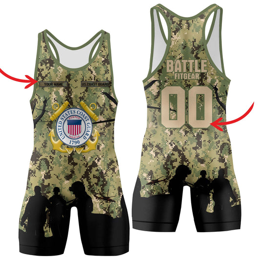 Personalized US Coast Guard Wrestling Singlets