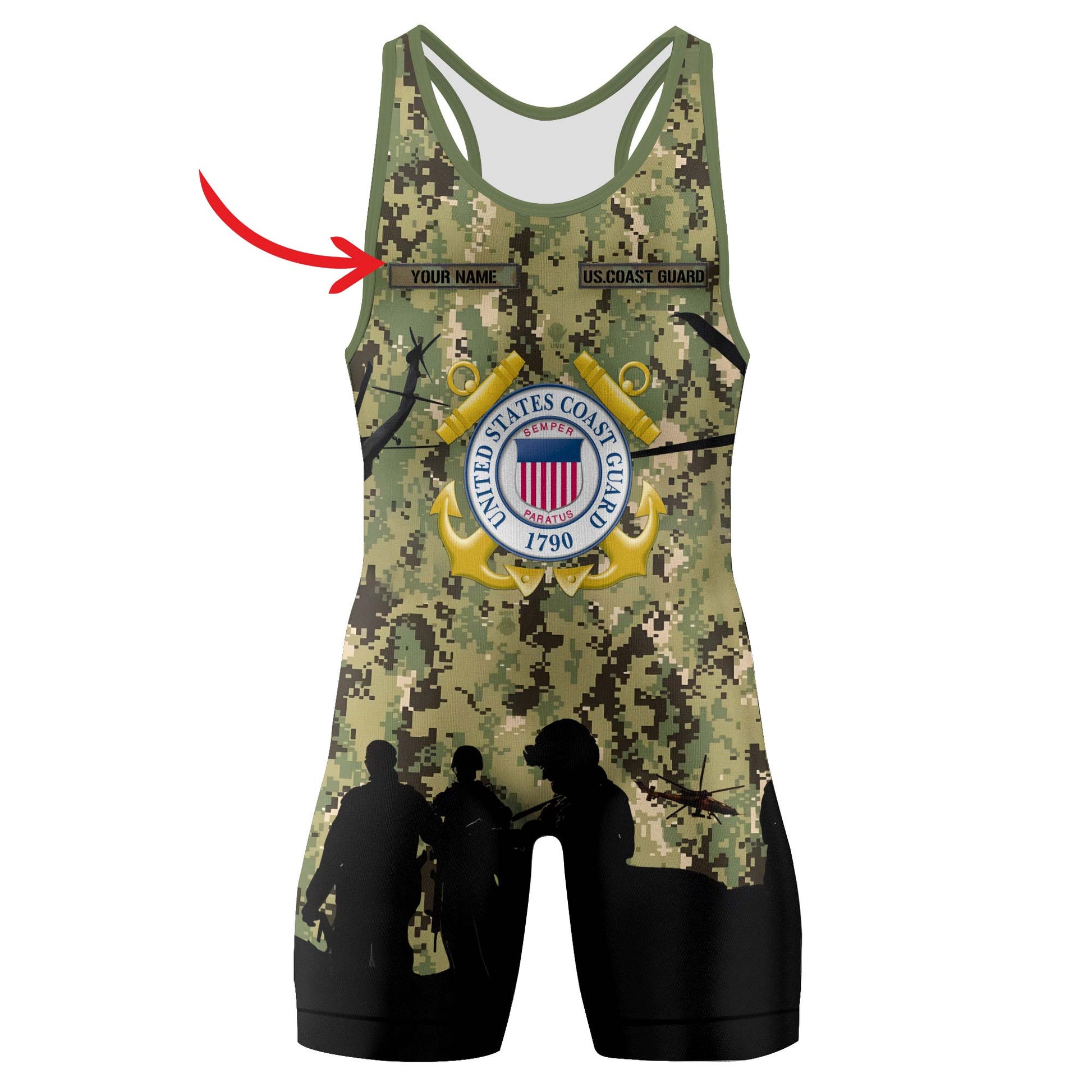 Personalized US Coast Guard Wrestling Singlets