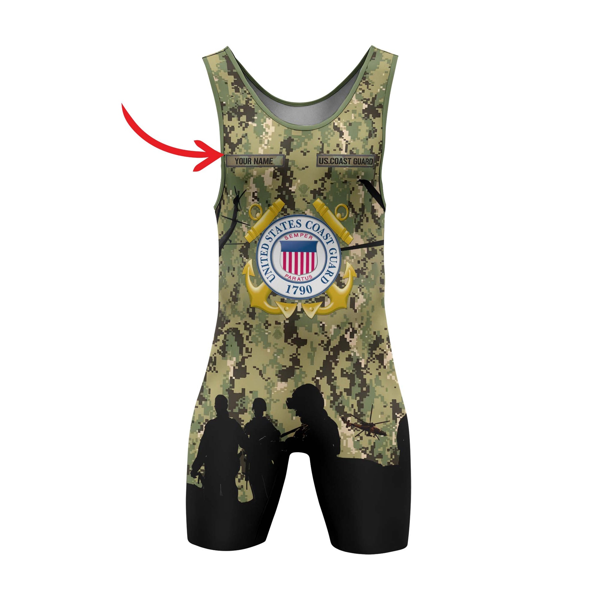 Personalized US Coast Guard Wrestling Singlets