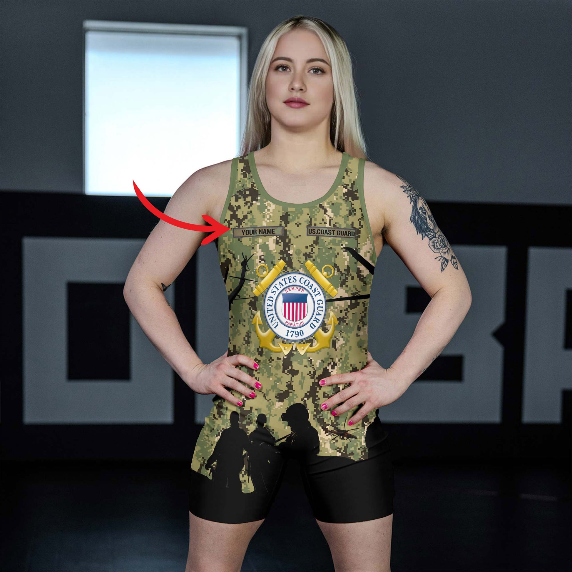 Personalized US Coast Guard Wrestling Singlets