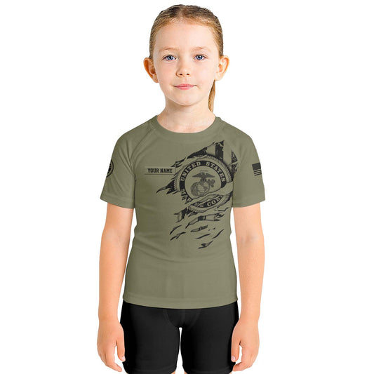Personalized US Marine Semper Fidelis Kids Rash Guard