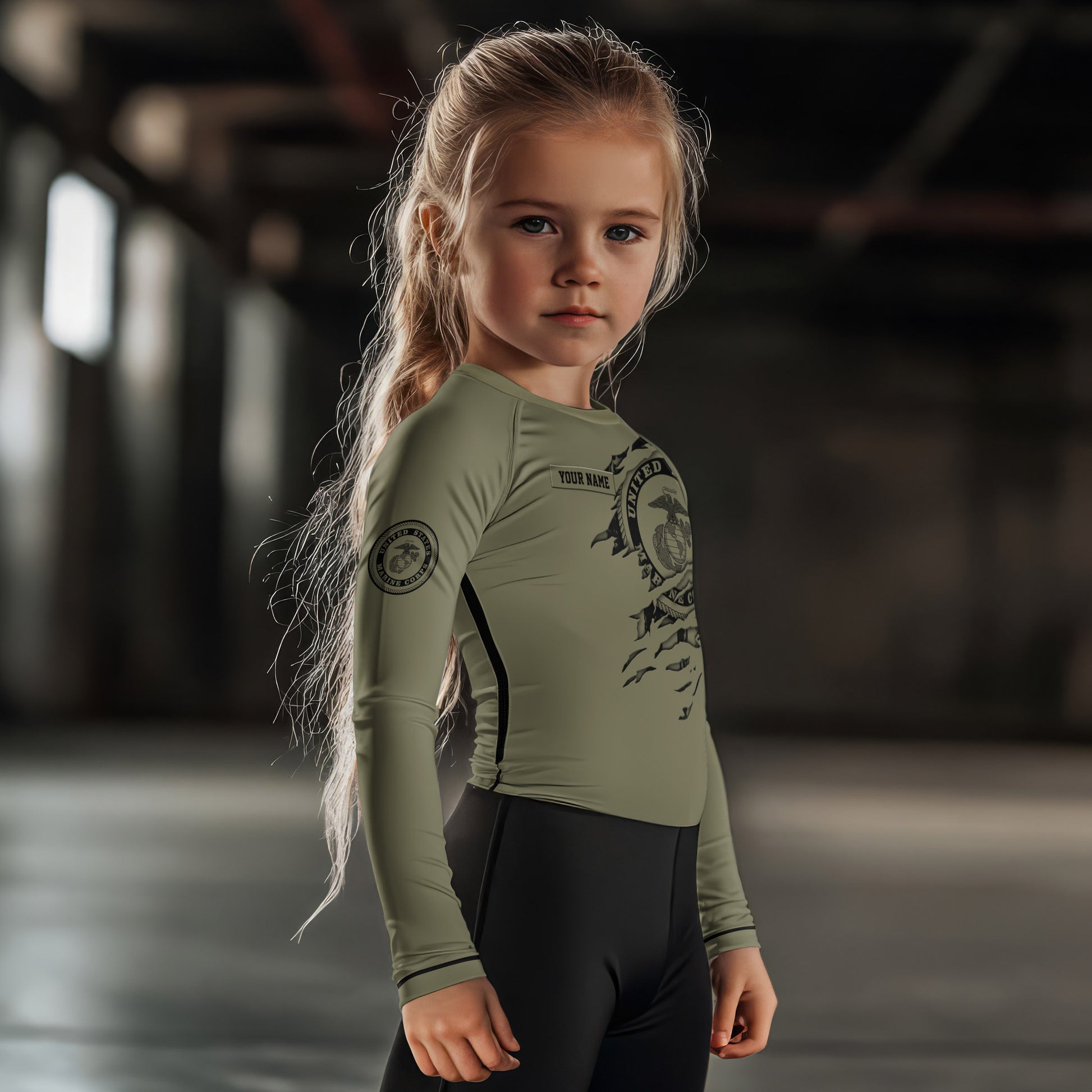 Personalized US Marine Semper Fidelis Kids Rash Guard