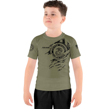 Personalized US Marine Semper Fidelis Kids Rash Guard