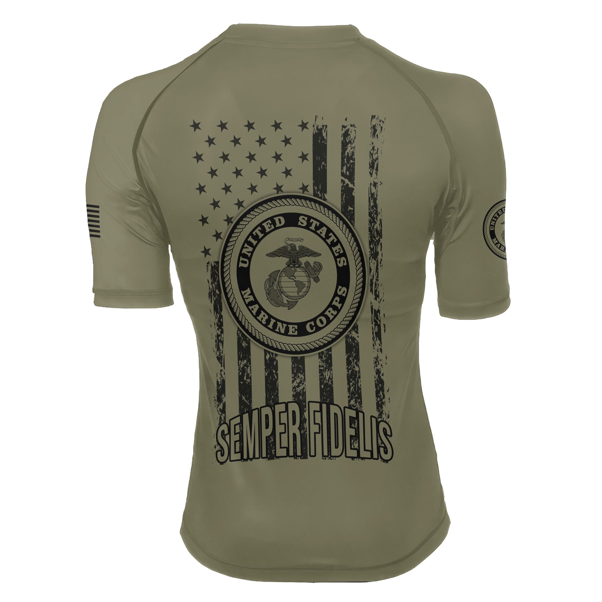 Personalized US Marine Semper Fidelis Women's Short Sleeve Rash Guard