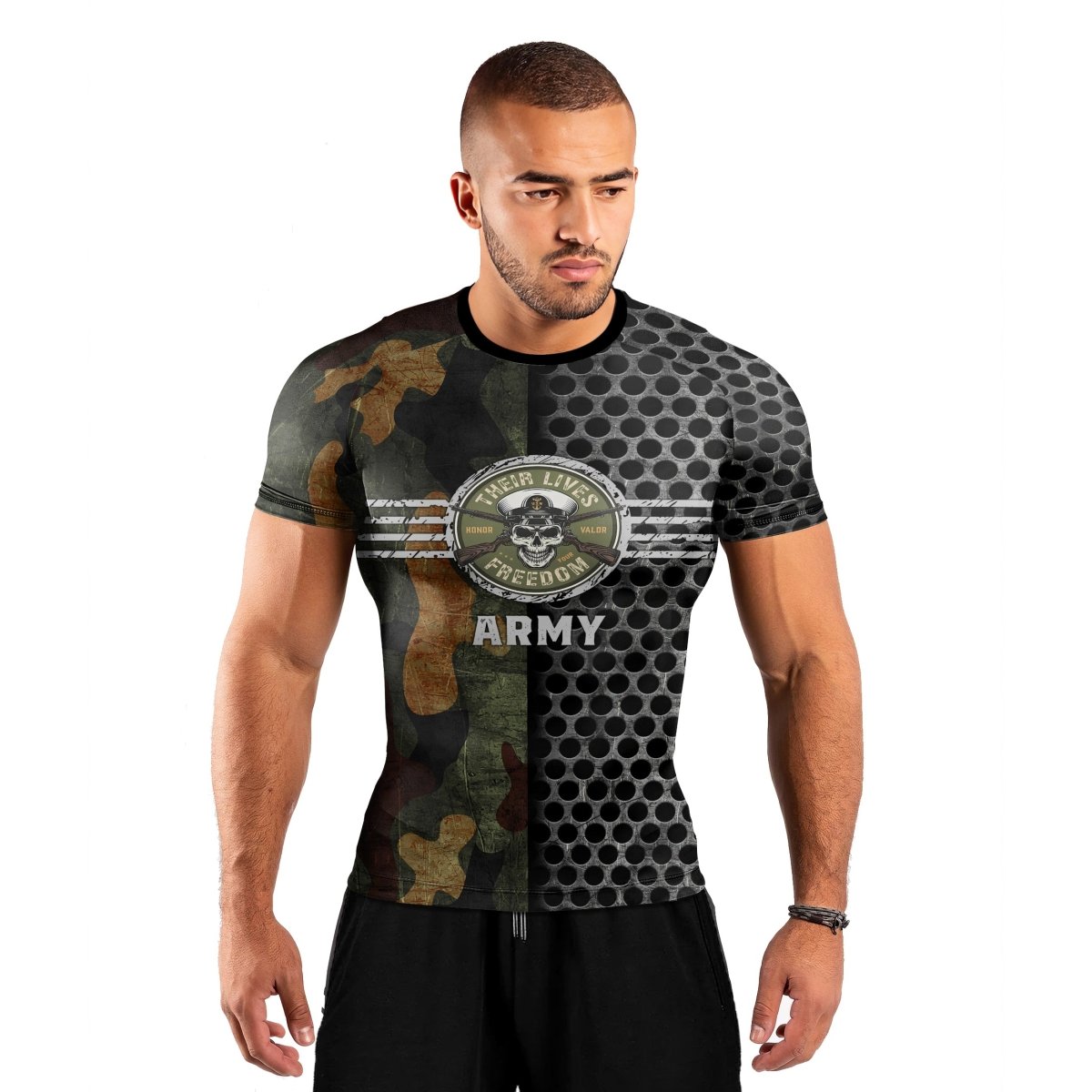 Personalized US Navy Men's Short Sleeve Rash Guard - BattleFitGear