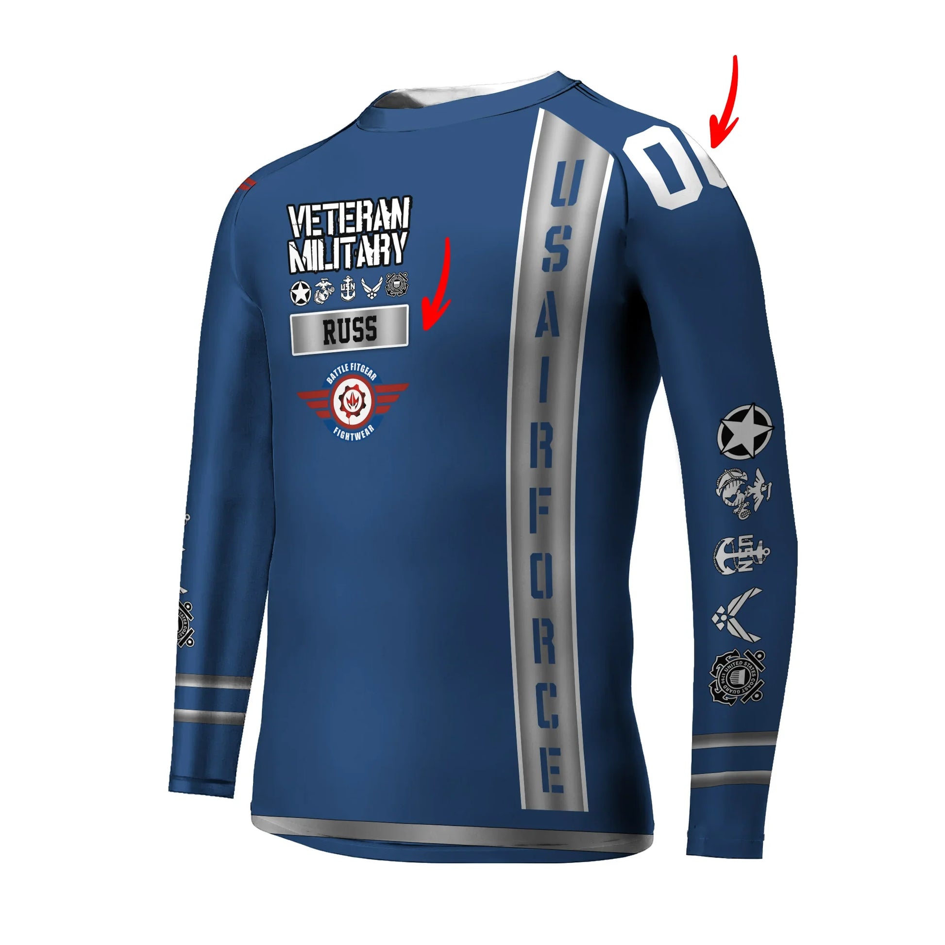 Personalized USA Air Force Veteran Kids Rash Guard