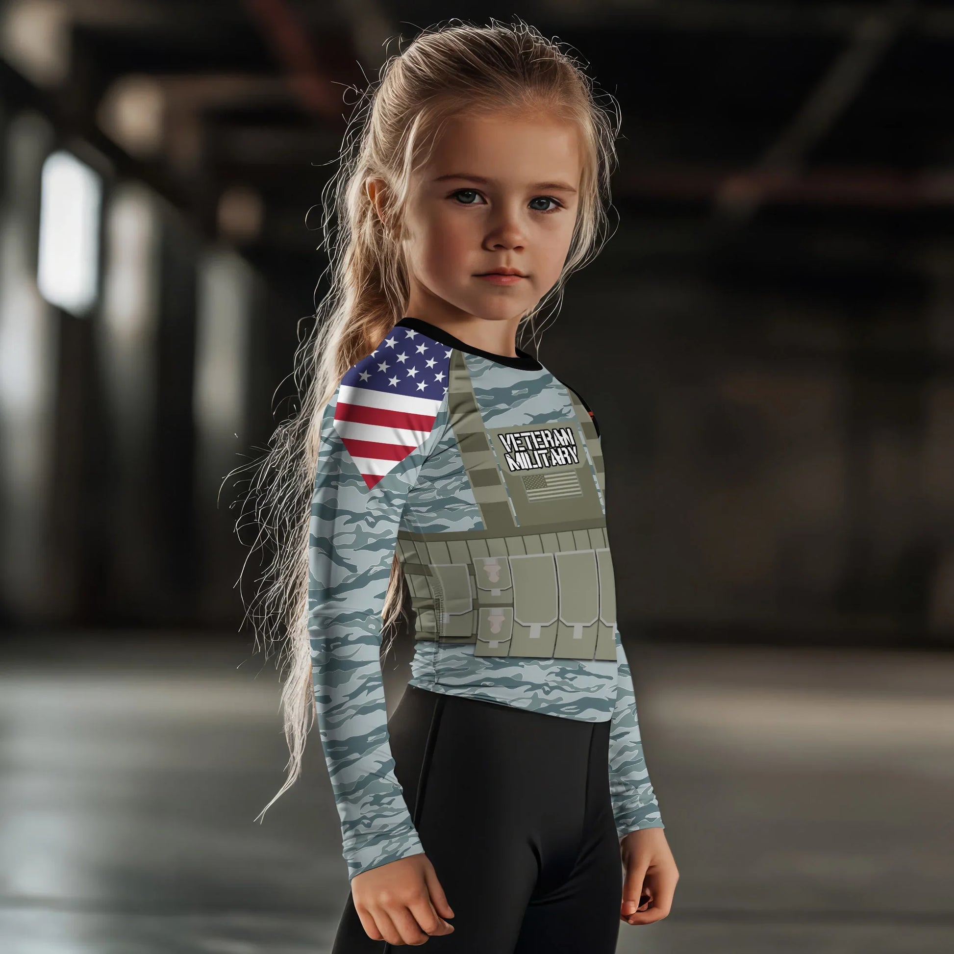 Personalized USA Air Force Veteran Kids Rash Guard