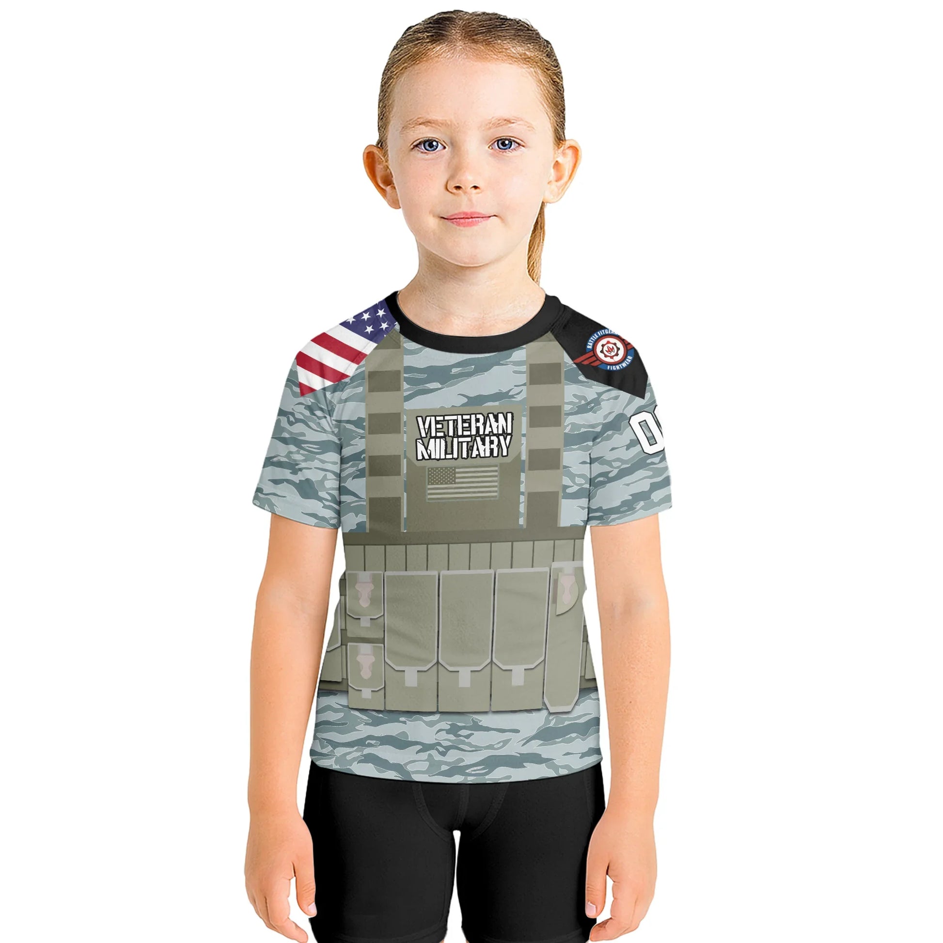 Personalized USA Air Force Veteran Kids Rash Guard