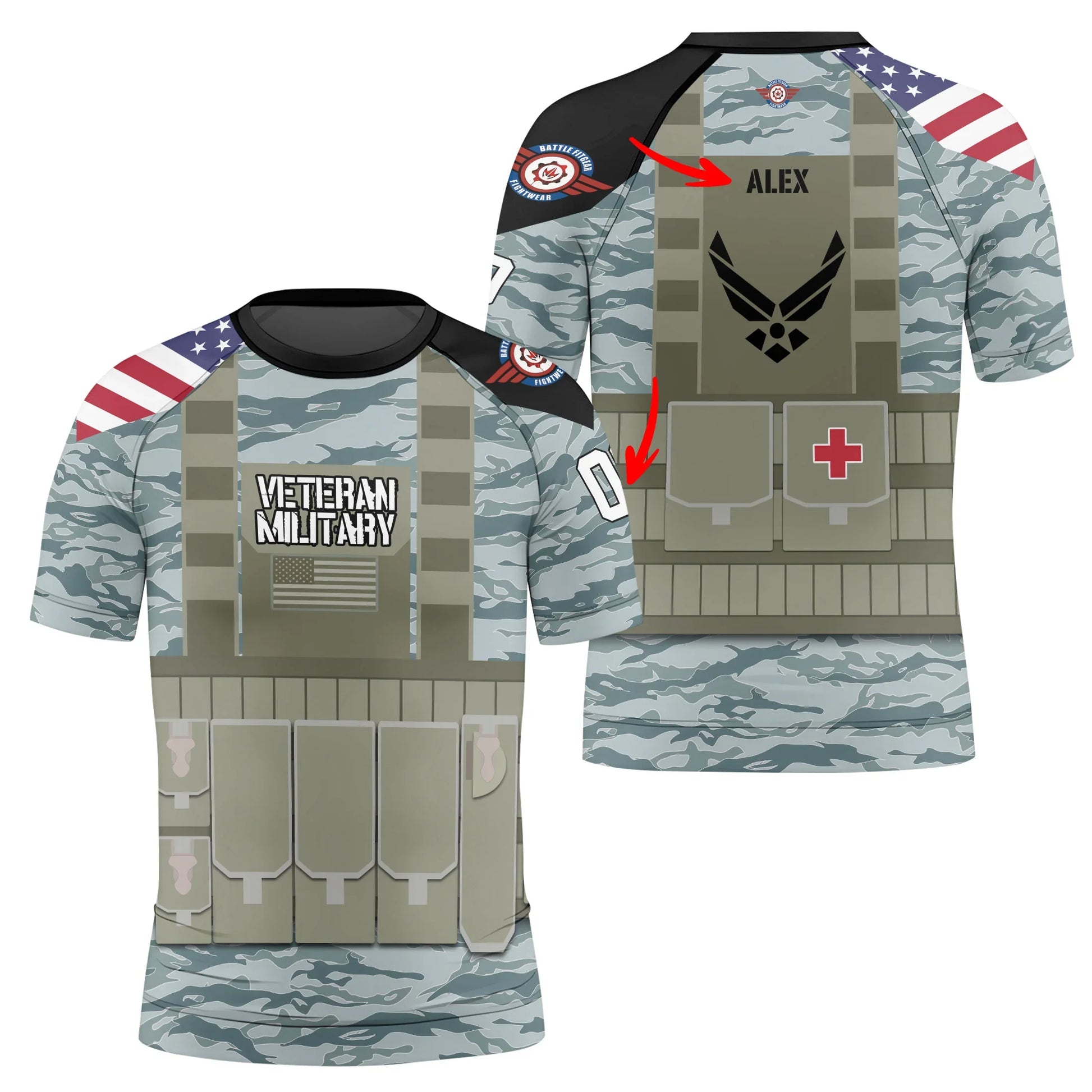 Personalized USA Air Force Veteran Kids Rash Guard