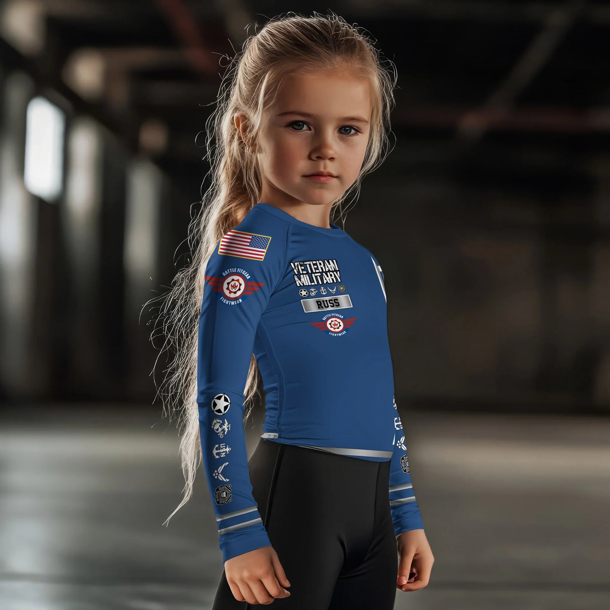Personalized USA Air Force Veteran Kids Rash Guard