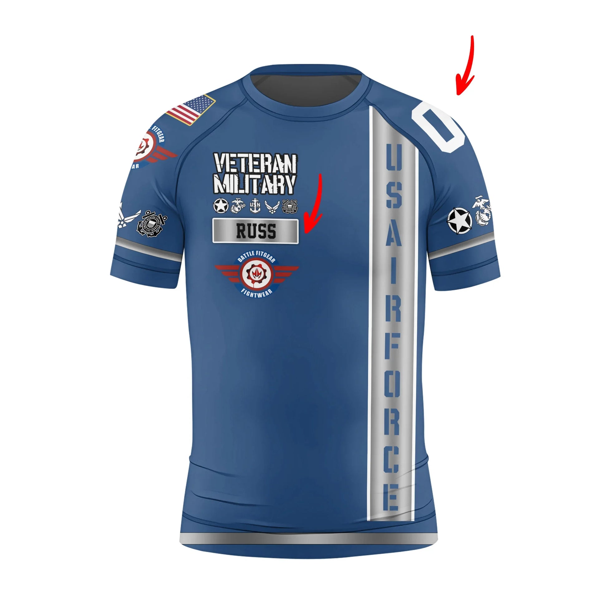 Personalized USA Air Force Veteran Kids Rash Guard