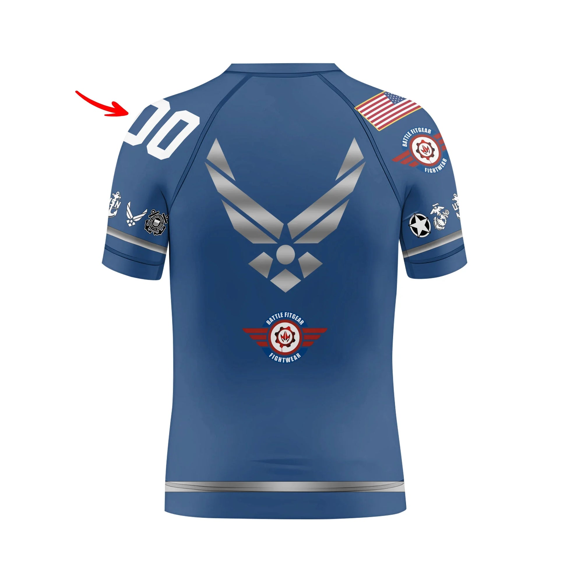 Personalized USA Air Force Veteran Kids Rash Guard