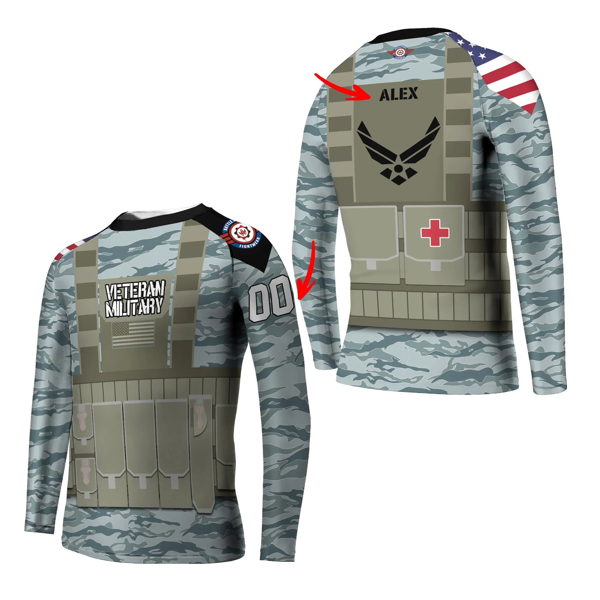 Personalized USA Air Force Veteran Kids Rash Guard
