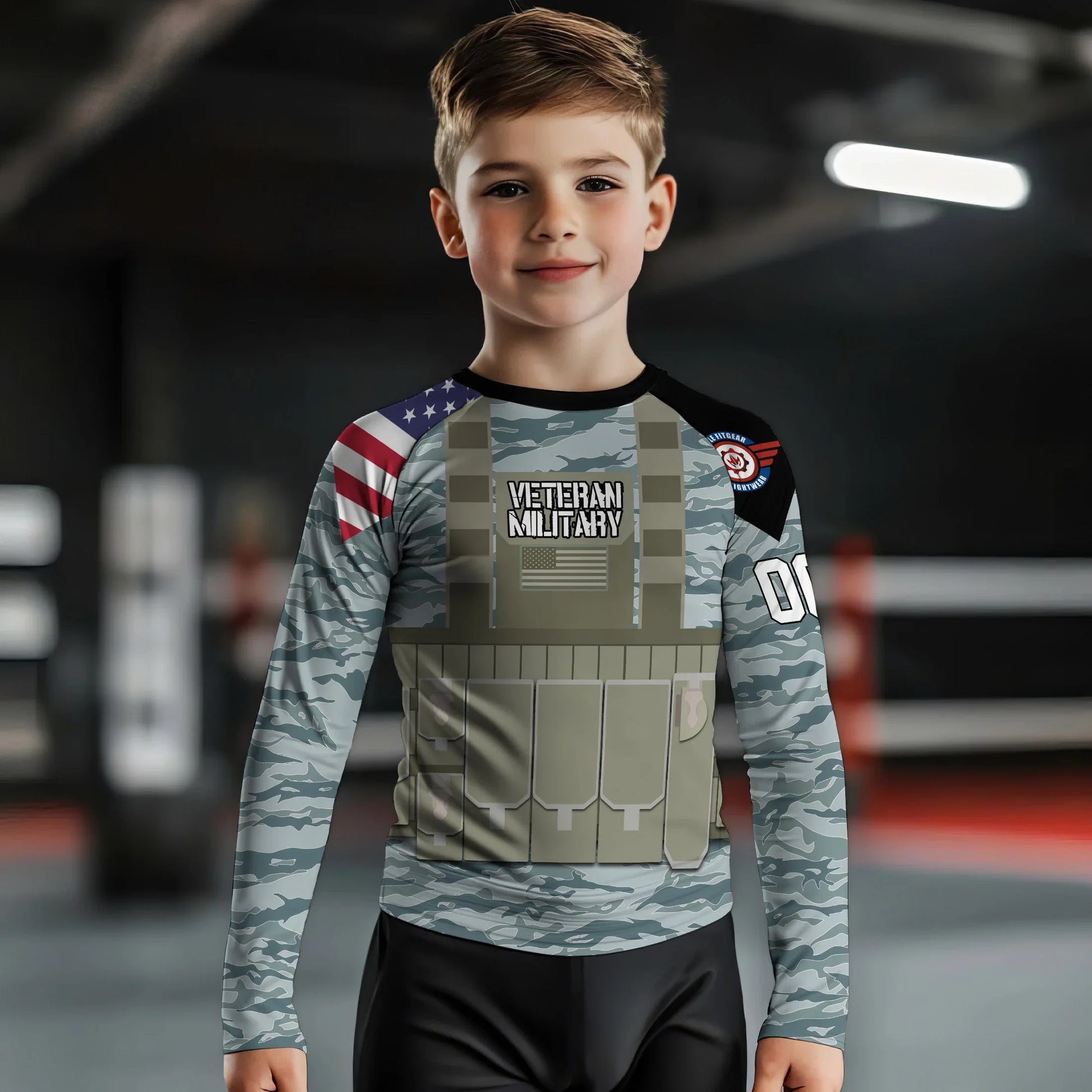 Personalized USA Air Force Veteran Kids Rash Guard
