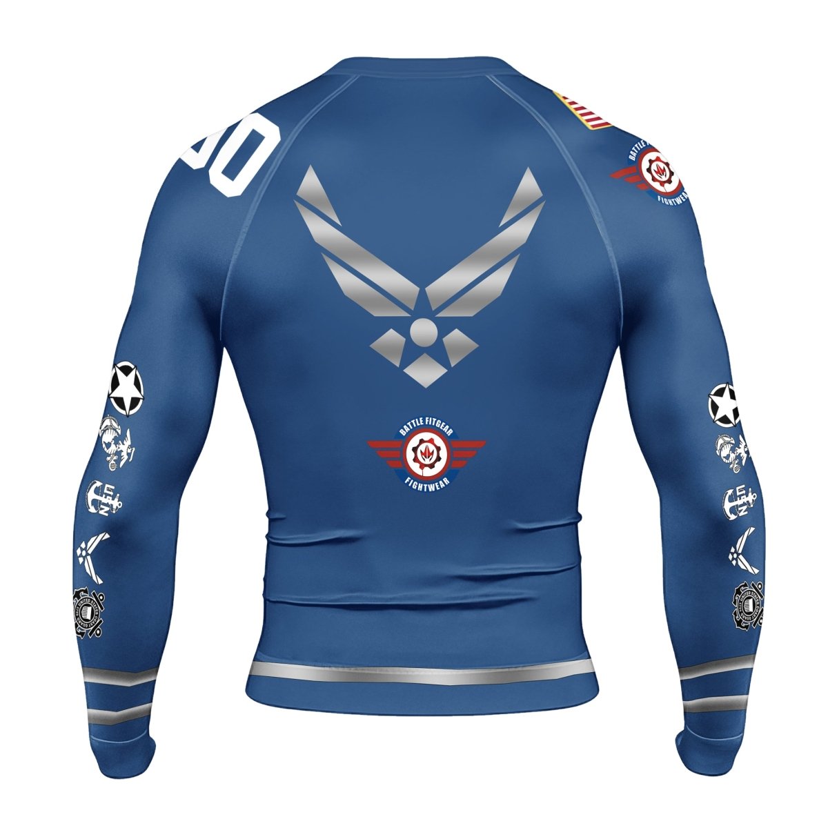 Personalized USA Air Force Veteran Men's Long Sleeve Rash Guard - BattleFitGear