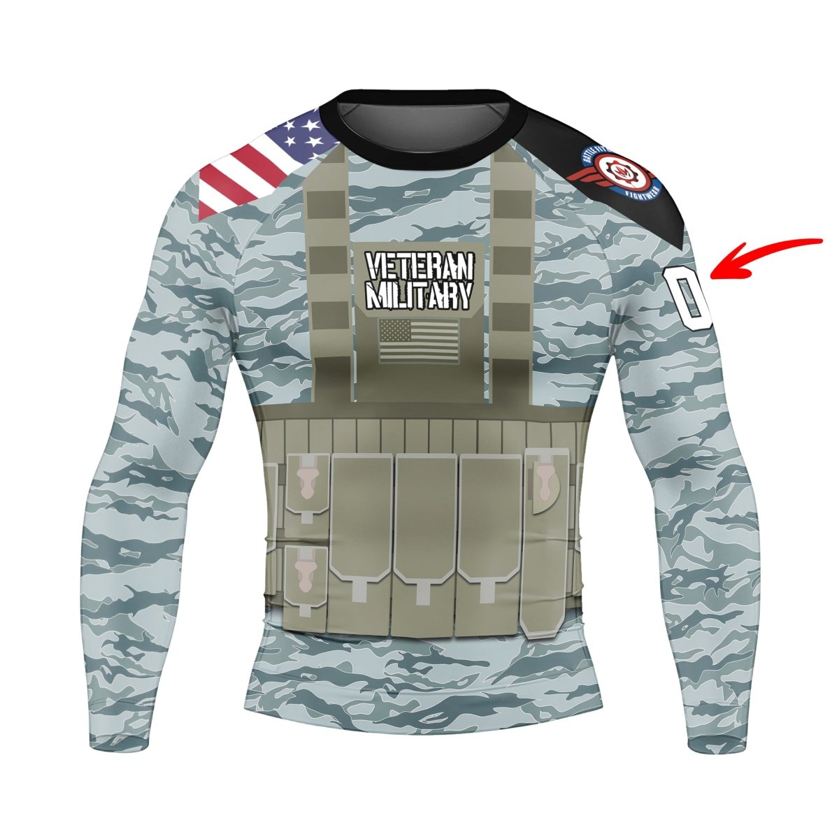 Personalized USA Air Force Veteran Military Men's Long Sleeve Rash Guard - BattleFitGear