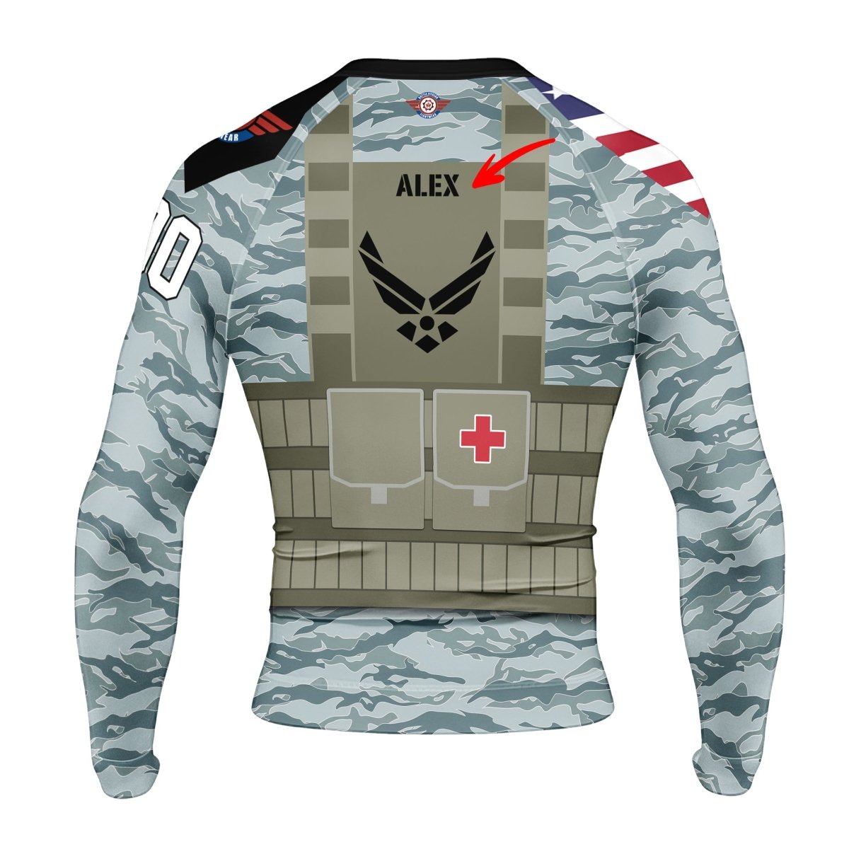 Personalized USA Air Force Veteran Military Men's Long Sleeve Rash Guard - BattleFitGear